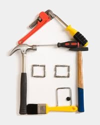 House shape laid out with tools
